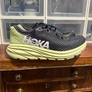 Hoka Black and Light Green Athletic Shoes